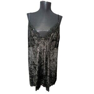 Cacique Velvet Floral Lace Trim Slip Dress Nightgown Lingerie Plus Size 18/20